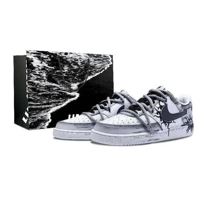 

【Настроить】Nike Court Vision 1, обувь для скейтбординга, мужские низкие серые кроссовки, DH2987-101