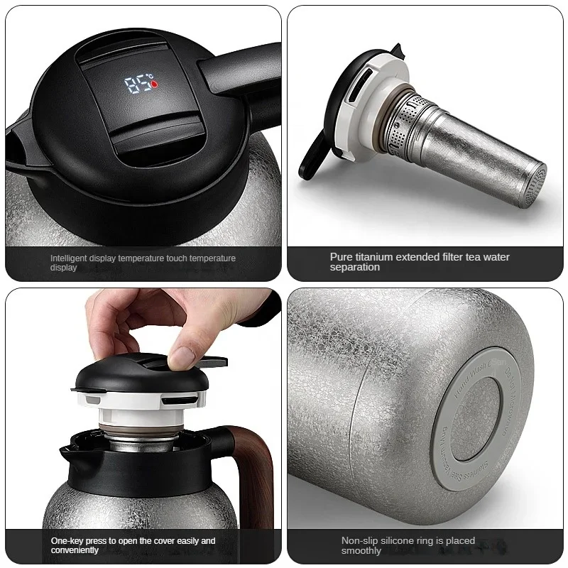 IMOGY All-Titanium Insulated Thermo Jug Intelligent Temperature Display Double-Layer Filter Screen Vacuum Bottle Water Flask