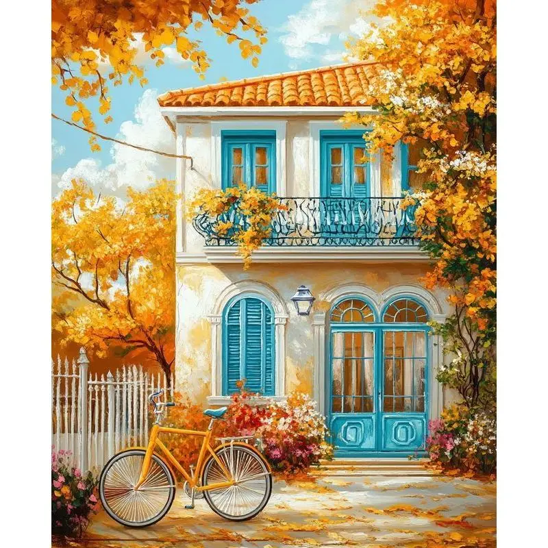 

PhotoCustom Diy Diamond Painting Landscape Full Round Diamond Cross Stitch Handicrafts Rhinestones Decor Adult Gift