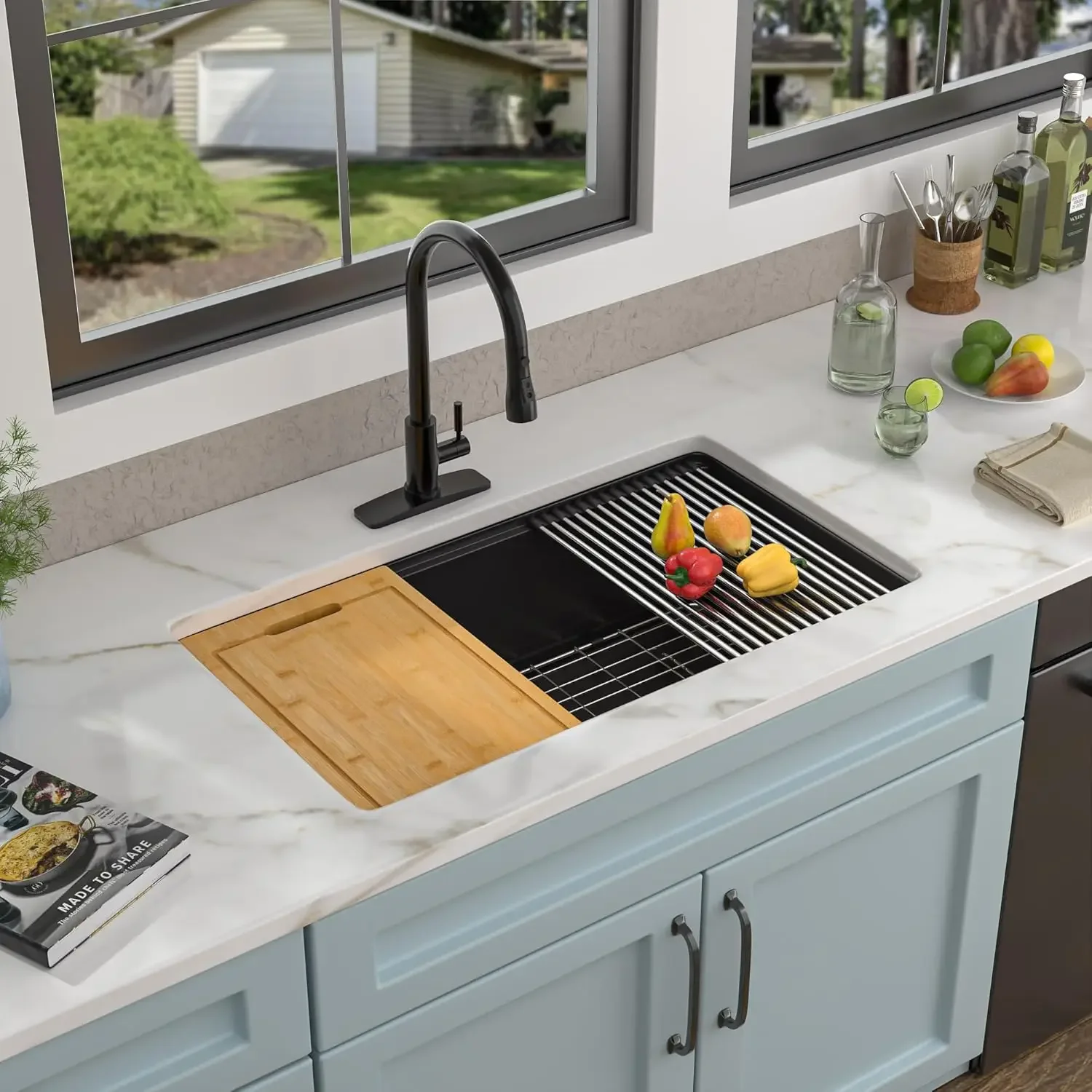 Composite Kitchen Sink Granite Kitchen Sink Undermount Ledge Workstation Matte Black Quartz Classic