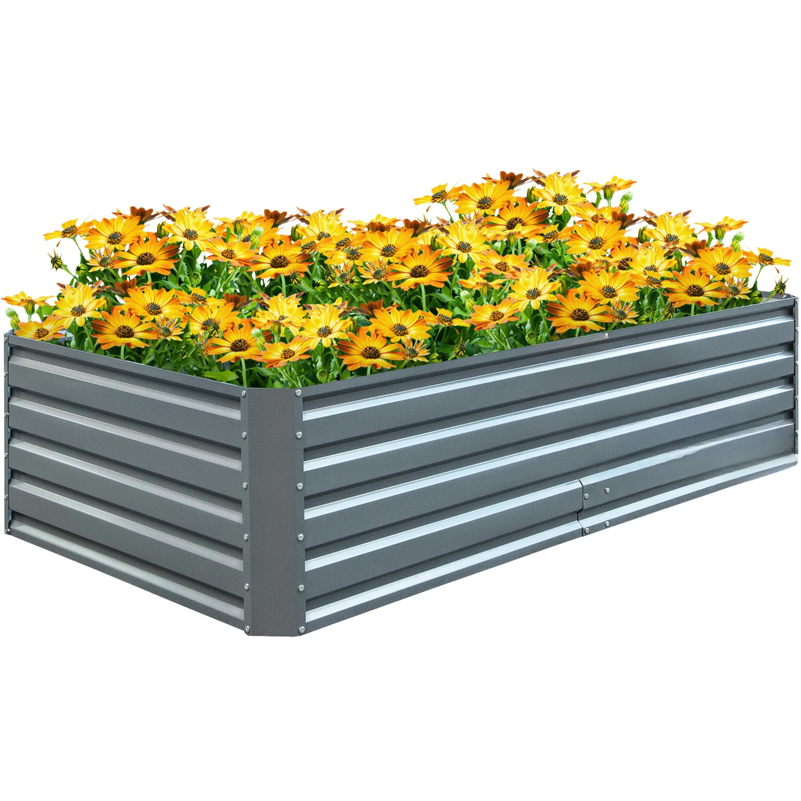 US Galvanized Raised Garden Bed Planter Box for Plant Flower Vegetable