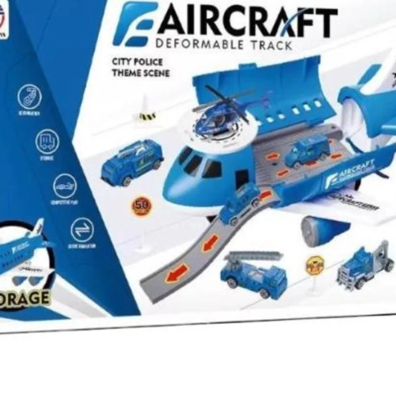 

Kids Inertial Airplane Car Toy Set - Perfect Christmas Gift with 6 Road Signs, 3 Assorted Cars and a Helicopter