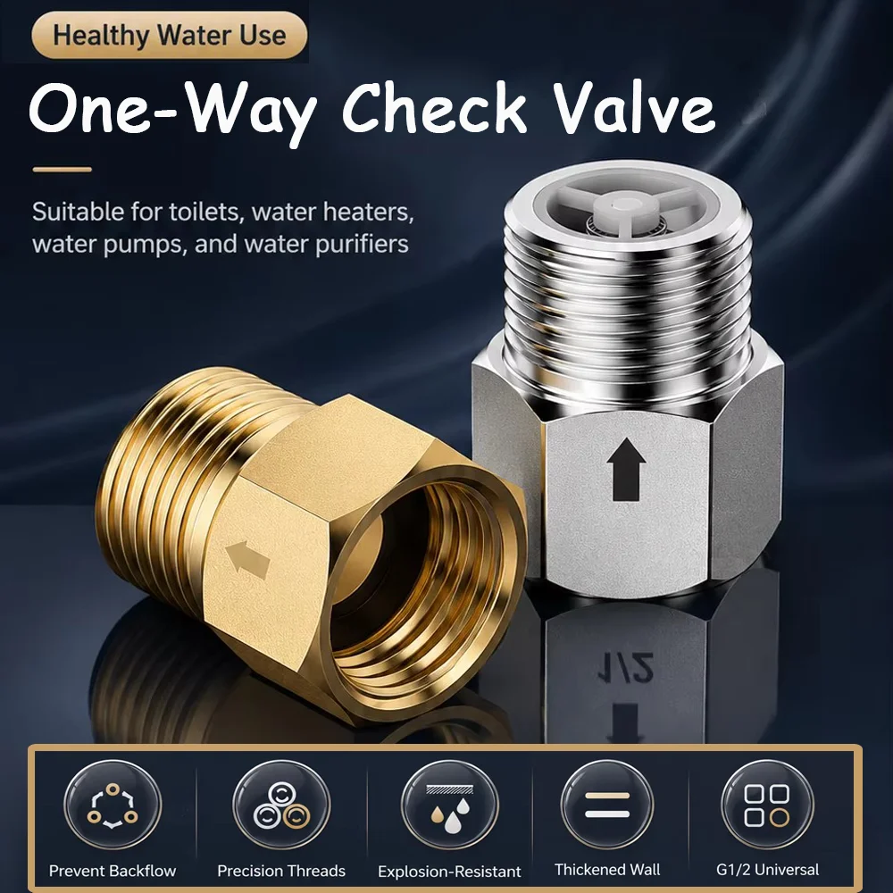 1pc Toilet One-Way Check Valve Male Female Thread 1/2