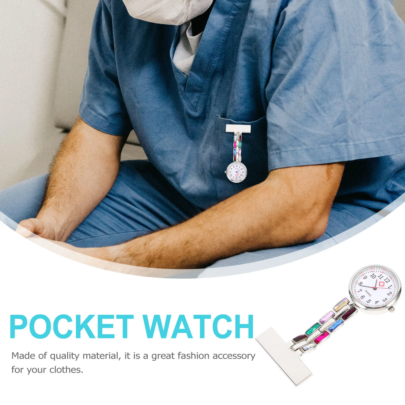

Durable Alloy Nurse Watch Water Drill Hanging Pocket Watch Practical Clip on Simple Design for Nurses Students Doctors