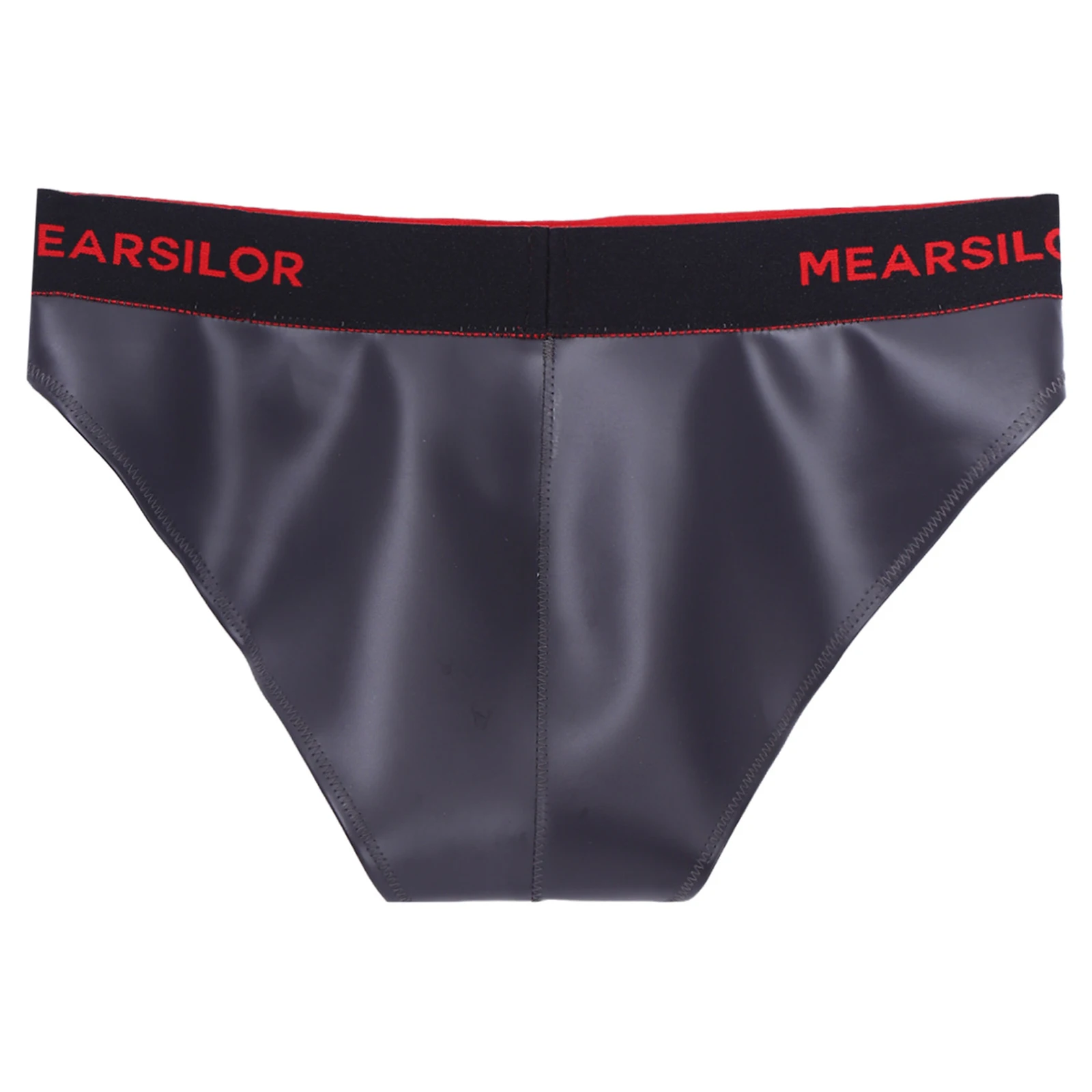 Men Penis Sheath Panties Matte PU Leather Briefs Low Rise Cutout Pouch Color-blocking Briefs Fancy Underwear for Rave Clubwear