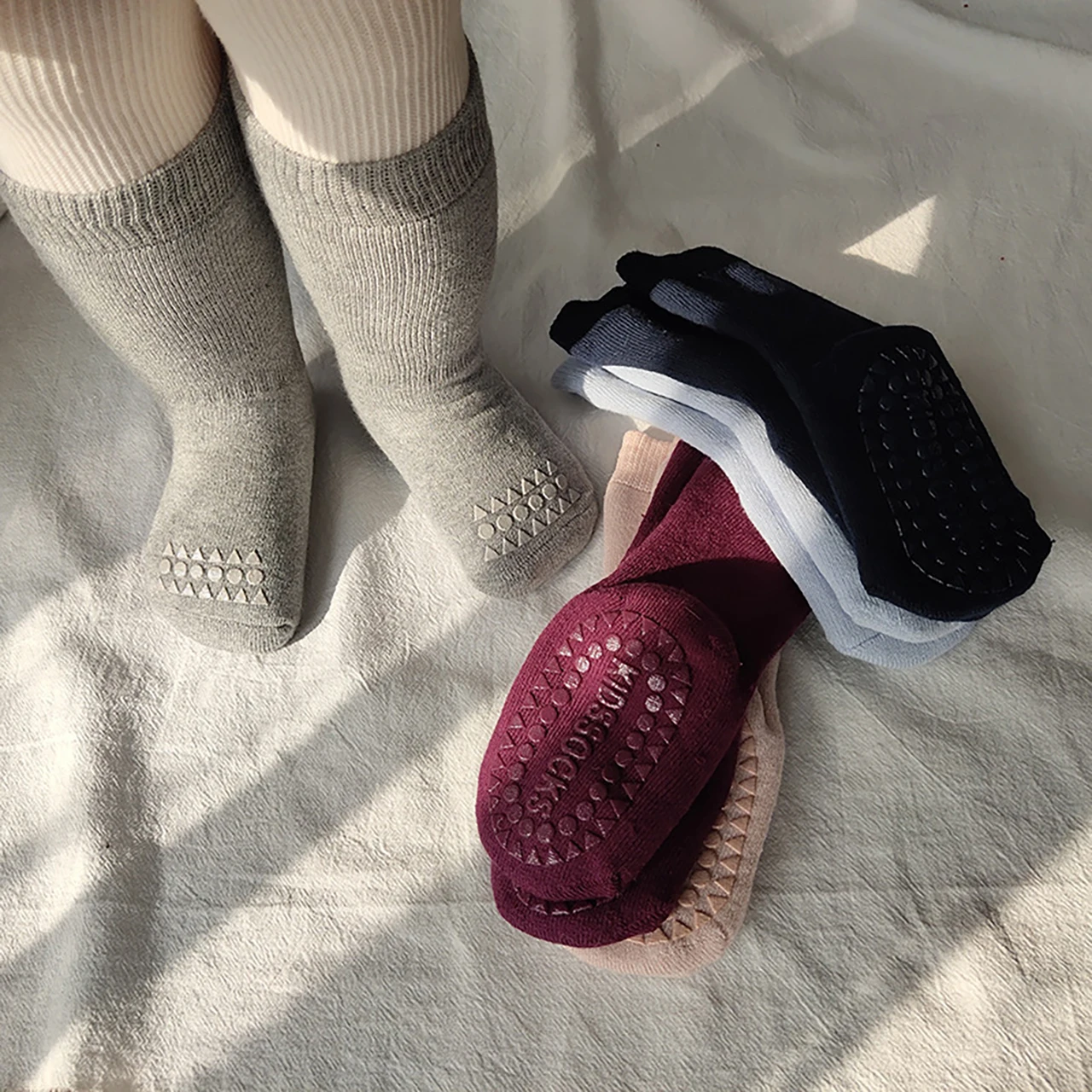 Autumn Winter Baby Terry Socks Solid Color Thicken Cotton Wa