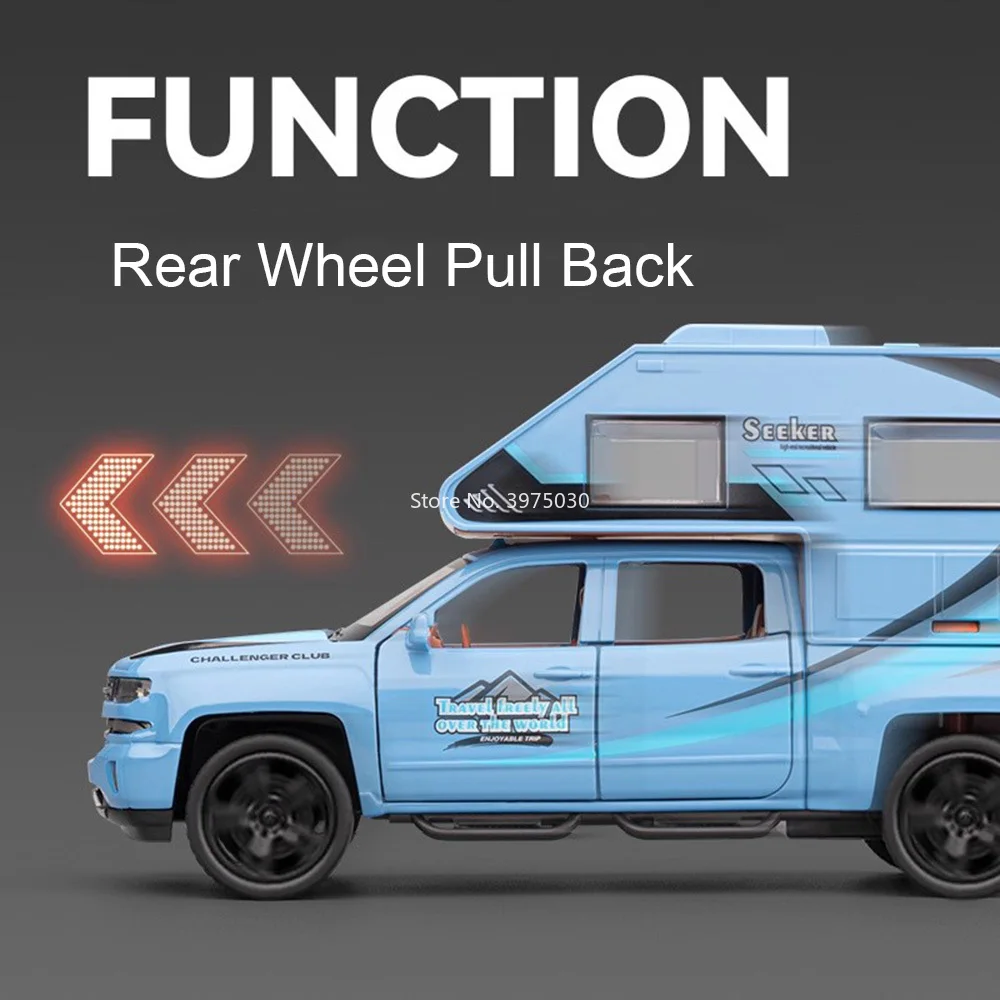 1:32 캠핑카 자동차 합금 다이캐스팅 모델 장난감 휠 후진 고무 타이어 미니어처 캠핑카 남자아이 교육용 장난감