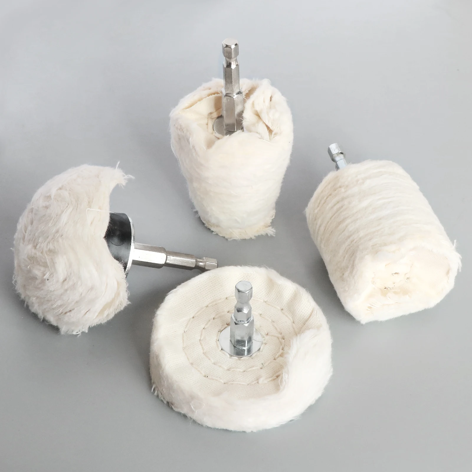 6mm Shank Cotton Polishing Wheels Cloth Buffing Wheel Grinder for Jewelry Wood Metal Abrasive Tools Cone Brush