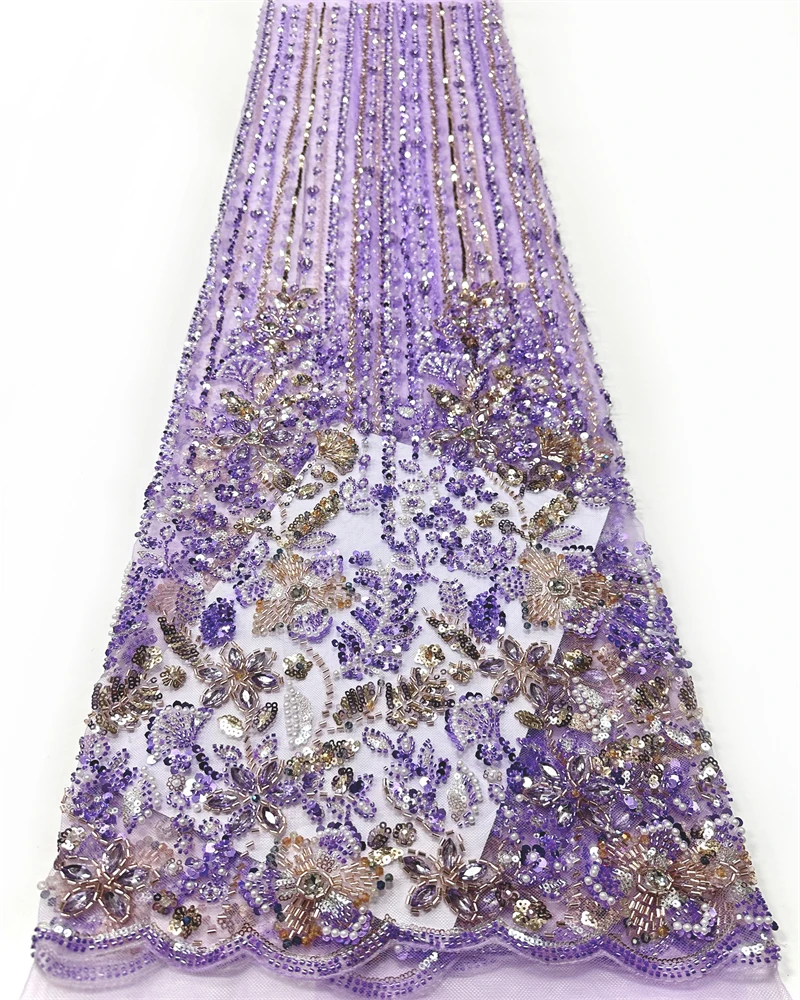 

Элитное африканское кружево с бисером 2026: высококачественная ткань ручной работы с пайетками для вечерних платьев в нигерийском стиле