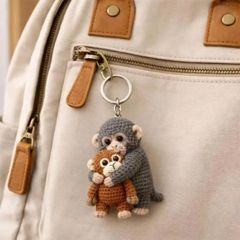 New Crochet Punch Monkey Keychain, Emotional Support Punch Monkey Keychain, For Backpack Purse Keys