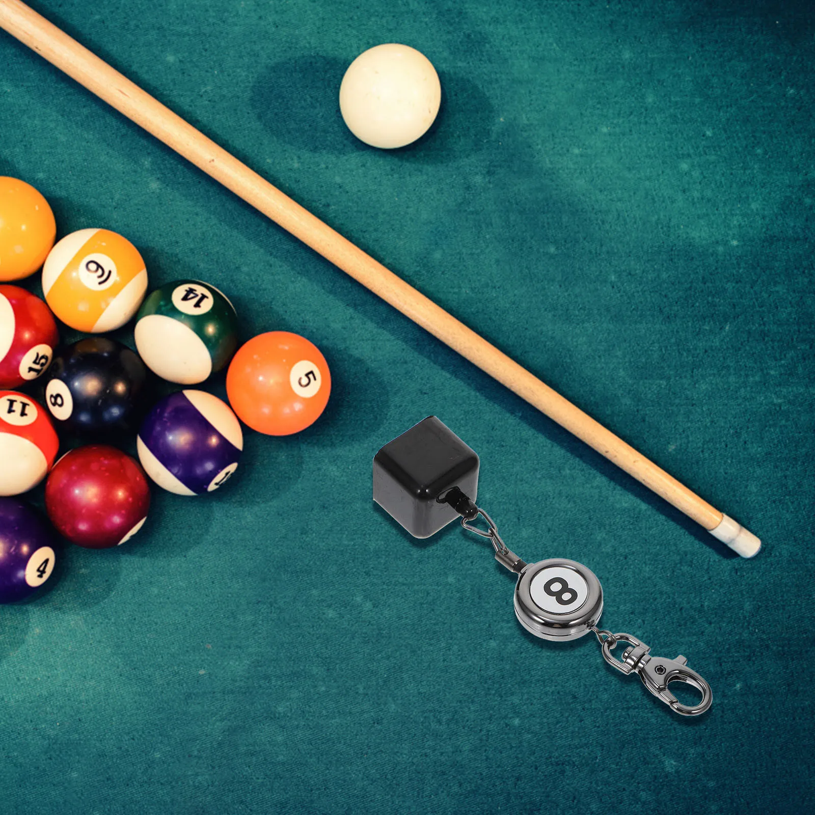 Zwarte zwembadhouder sleutelhanger intrekbare biljartkeu krijtbeschermer draagbare snooker accessoire krijttip voor tafel