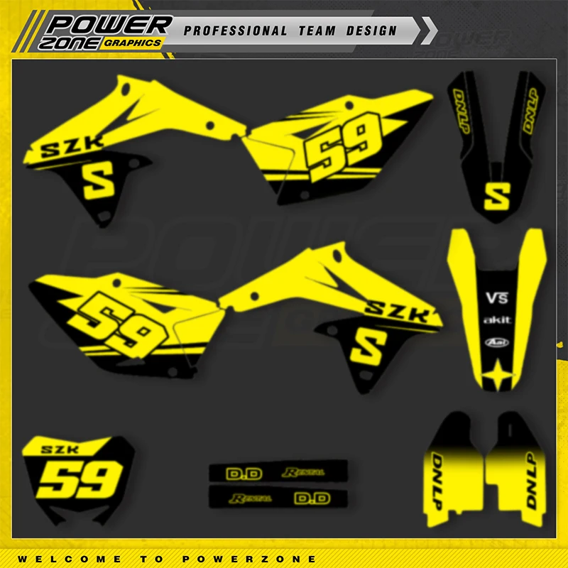 

POWERZONE Custom For 3M Off road Motorcycle Stickers For SUZUKI RMZ450 2008-2017 RMZ Customized Graphic Number Protection Kit 07