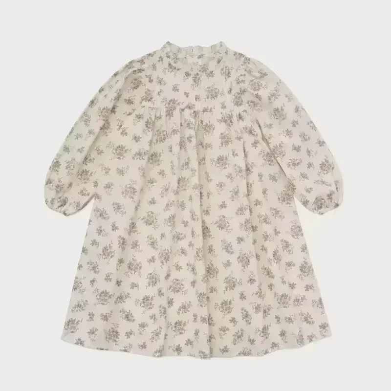 In Stock! LOU 2024 Autumn/Winter New Girls Dress Long Sleeves Embroidery Princess Dress Embroidered Lace Dress