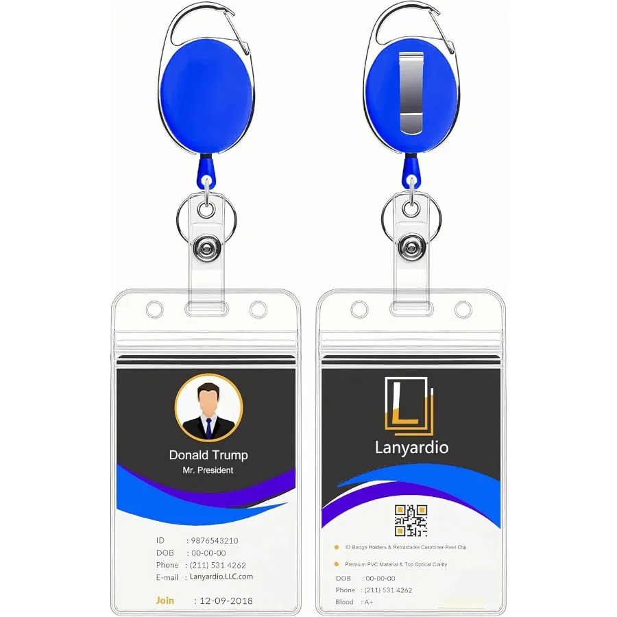 

Держатель удостоверения личности с зажимом Выдвижной прозрачный держатель удостоверения личности Вертикальный ремешок с карабином и вытягивающим шнурком на 24 ihes