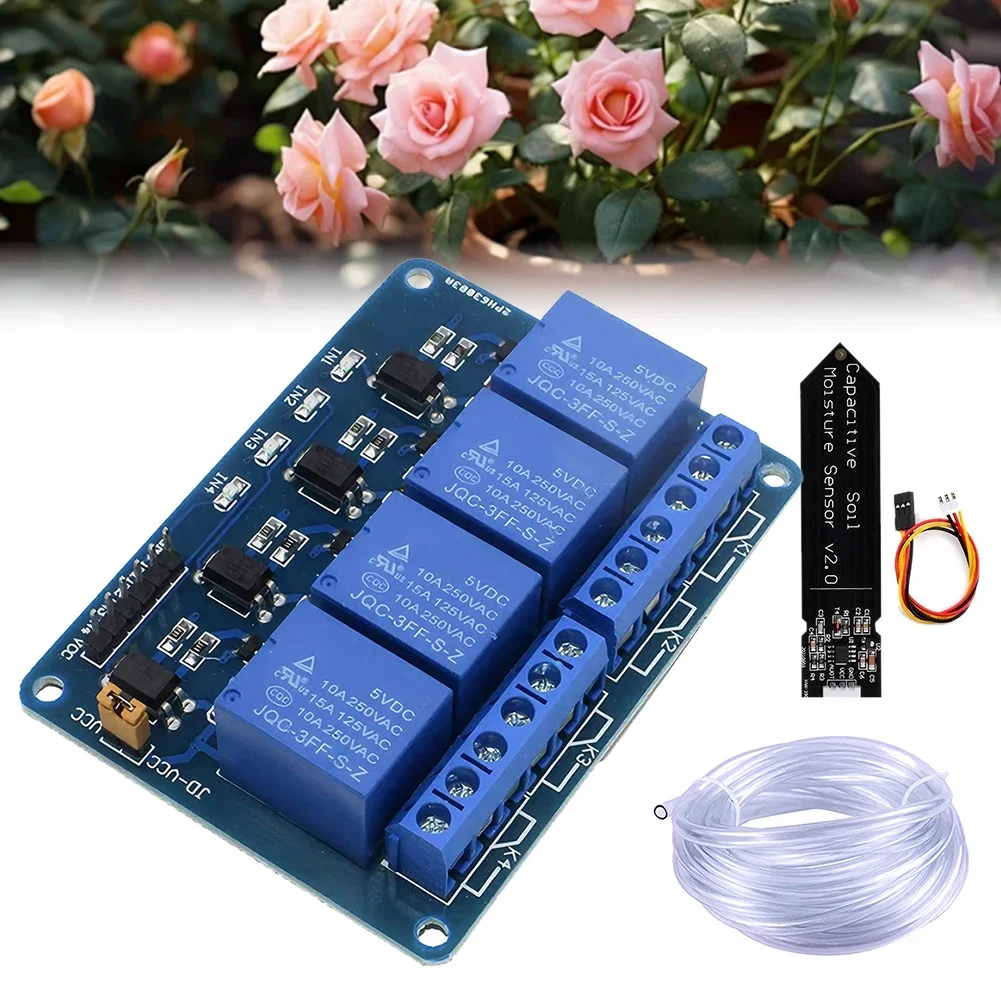 Automatic Watering Device Self Watering System 1 Channel 5V Relay Module Automatic Irrigation DIY Kit Water Pump 4M Vinyl Tubing