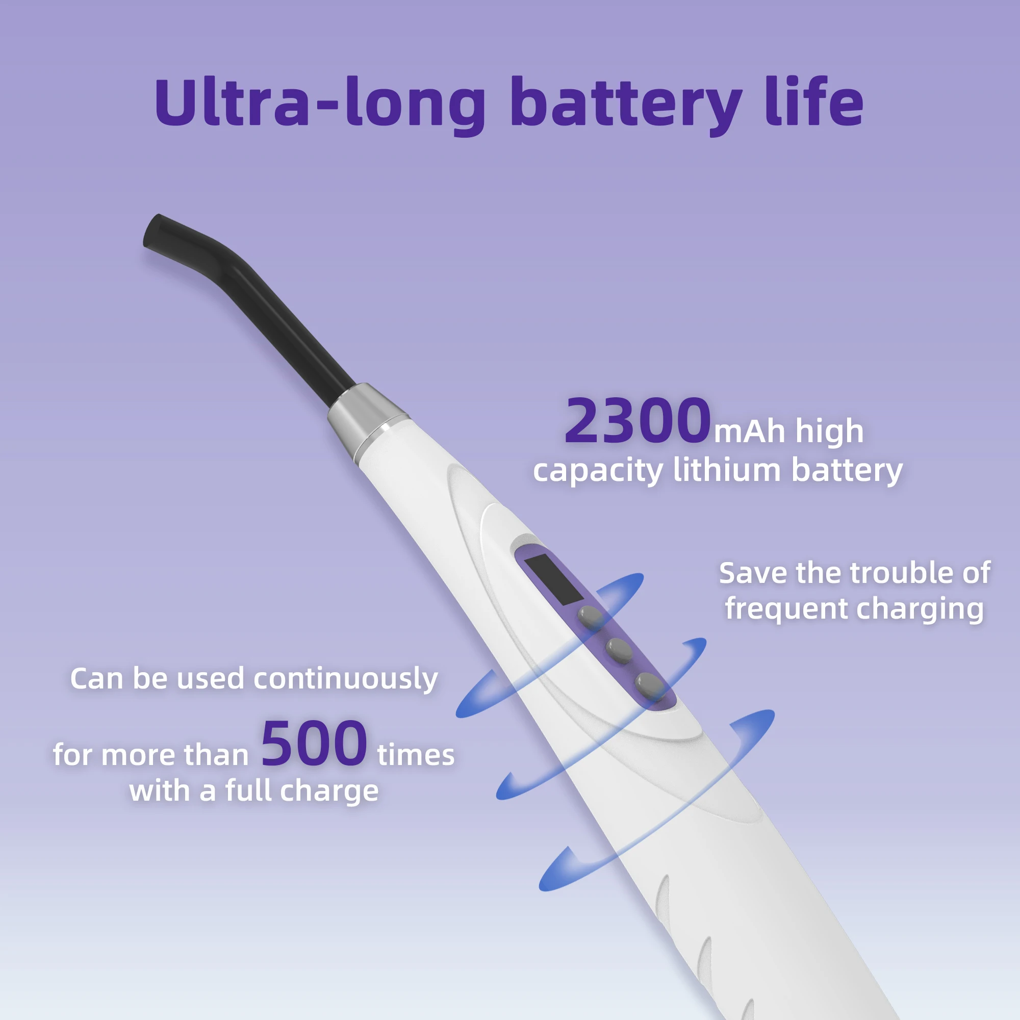 VRN V300 luz de curado LED Dental 1s resina 5W lámpara 1100mw/cm2 carga inalámbrica 3 modos 420-515nm lámpara de resina