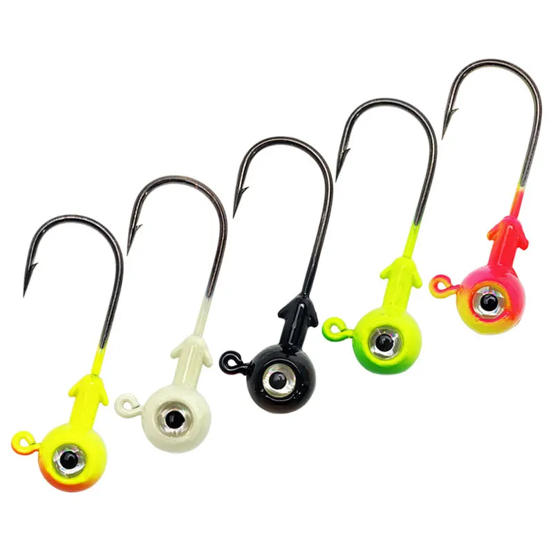 Wholesale Lead Head Hook Color Fish Eye Lead Head Hook 7g10g14g Spray Painted Double Eye Barb Hook Luya Fishing Gear