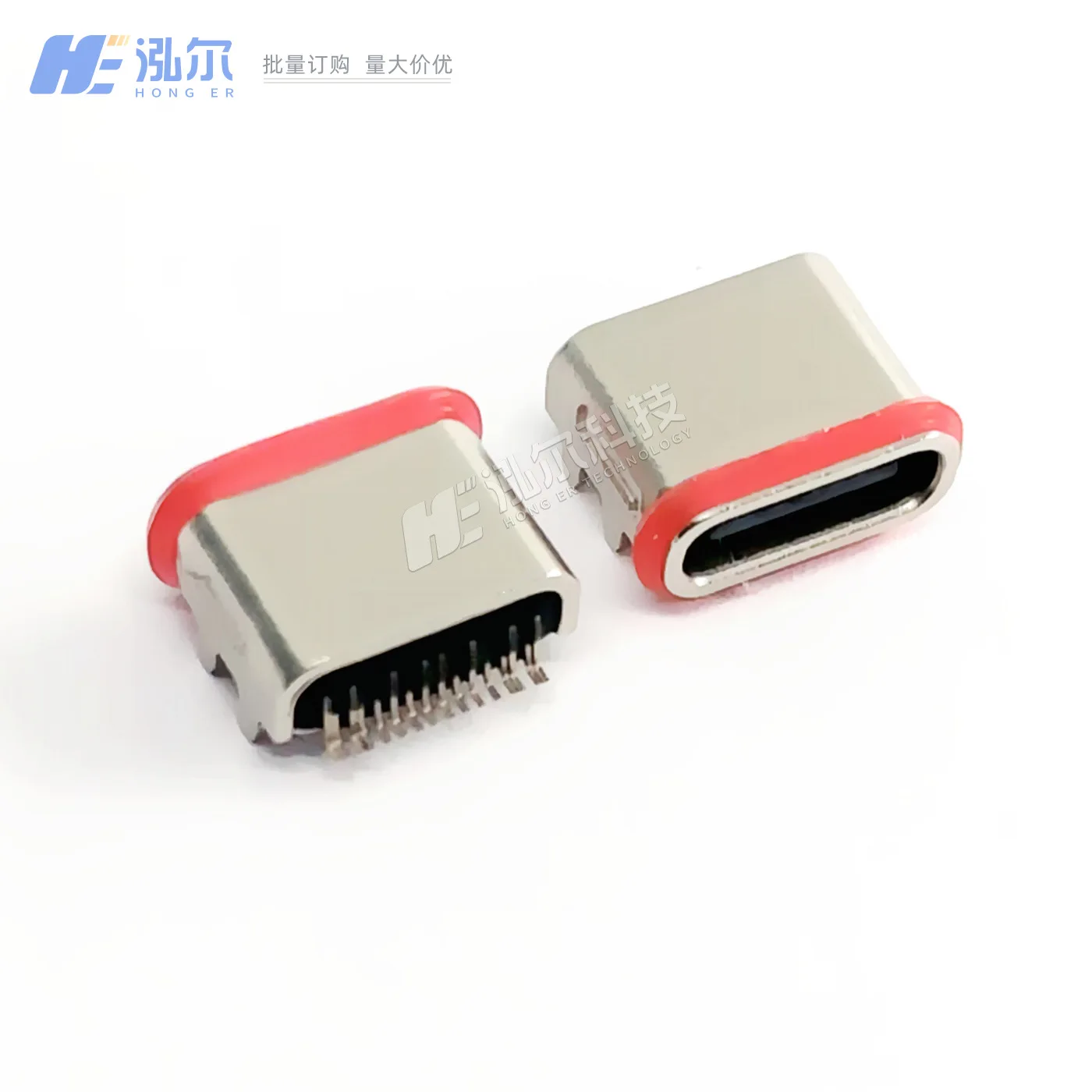 Fro USB waterproof TYPE-C 16Pin SMT L = 7.9mm female seat powder research gold shell IPX7 waterproof