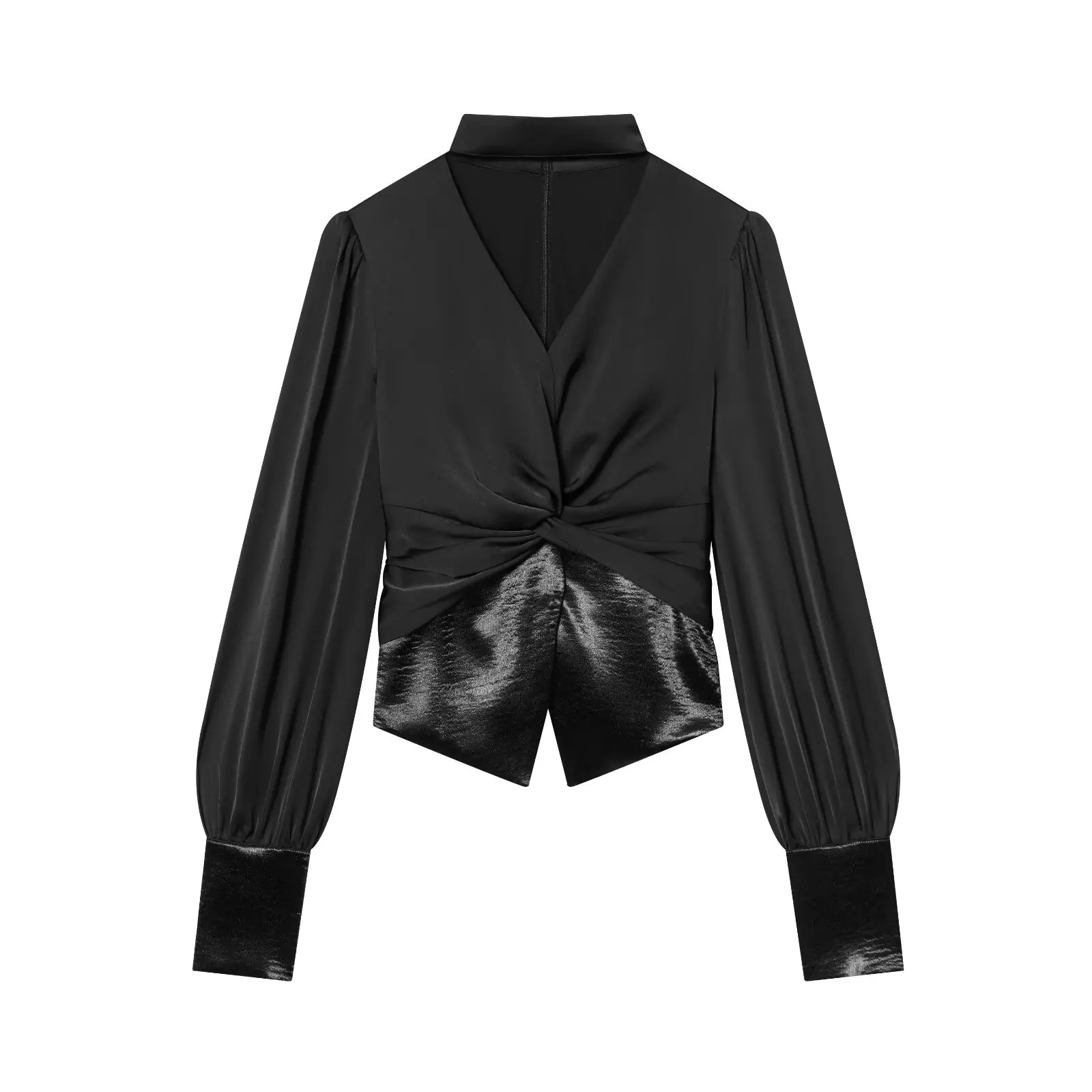 NINE ZAR Mujer Slim Fit ort Sve irt V-Ne Colgante Ne Empalme Europeo Sle Fibra de poliéster Corte A Sve irt