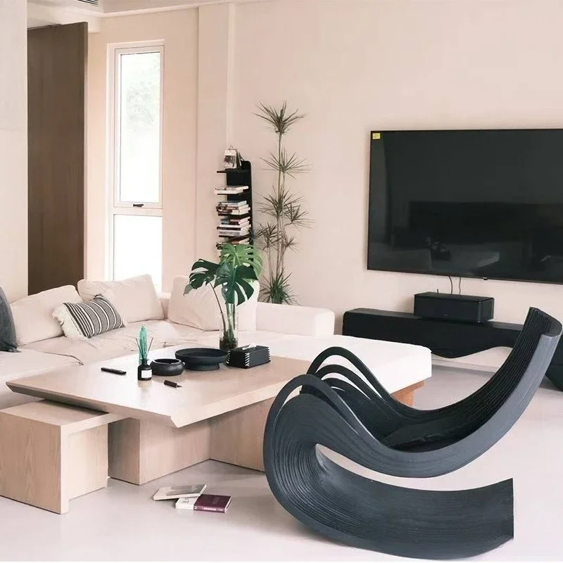 

Special-shaped solid wood sliced leisure chair high-end art sofa chair leisure chair villa hotel homestay personalized seat