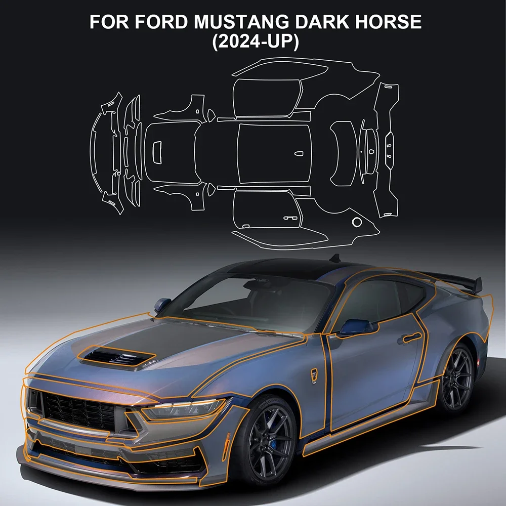 

For Ford Mustang GT 2024 2025 TPU Pre Cut Clear Paint Protection Film 8.5mil Transparent PPF Kit Sticker Invisible Body