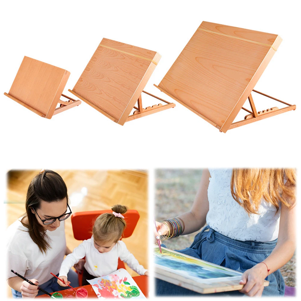 Desktop Drawing Board Adjustable Angle Wooden Sketching Board Portable Painting Stand Multi-Function for Sketching Reading