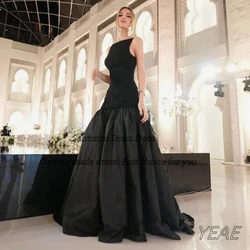 Santorini Customized Black Dresses for Prom Banquet Women Wear Sleeveless Evening Party Dress Long Ruched Vestidos Des Fiesta