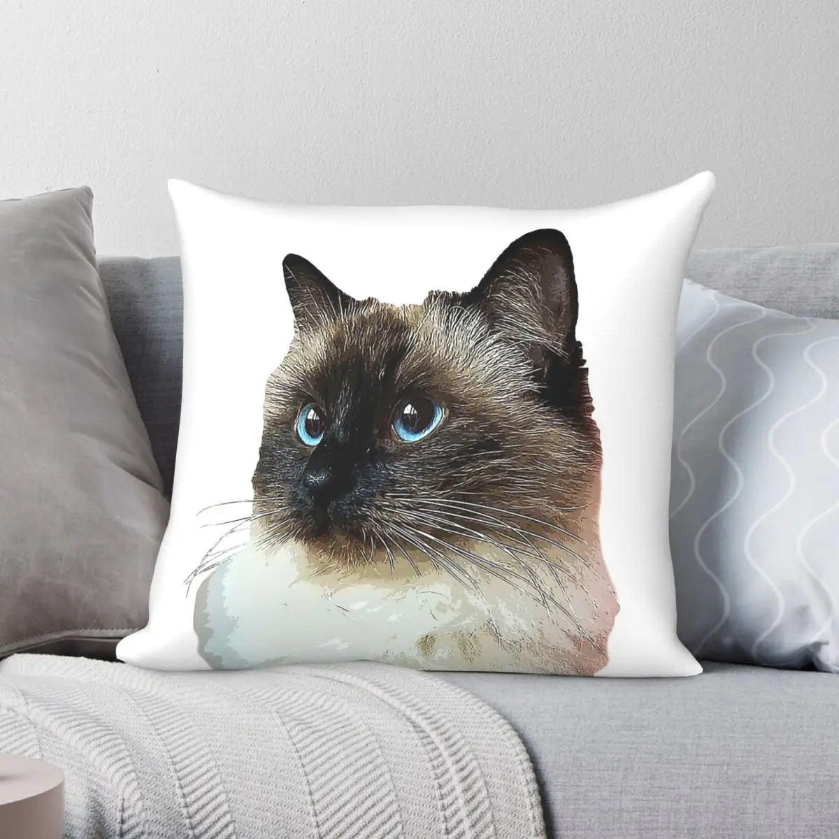 Ragdoll Cat Square Pillowcase Polyester Linen Velvet Pattern Zip Decorative Throw Pillow Case Home Cushion Cover 18
