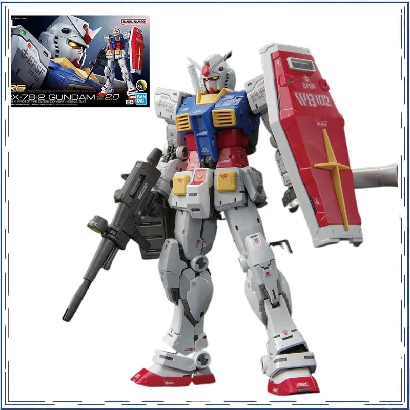 

BANDAI RX-78-2 GUNDAM ver.2. 0 1/144 RG E.F.S.F прототип закрытый боевой мобильный костюм из ПВХ Подлинная аниме экшн-фигурка модели игрушки