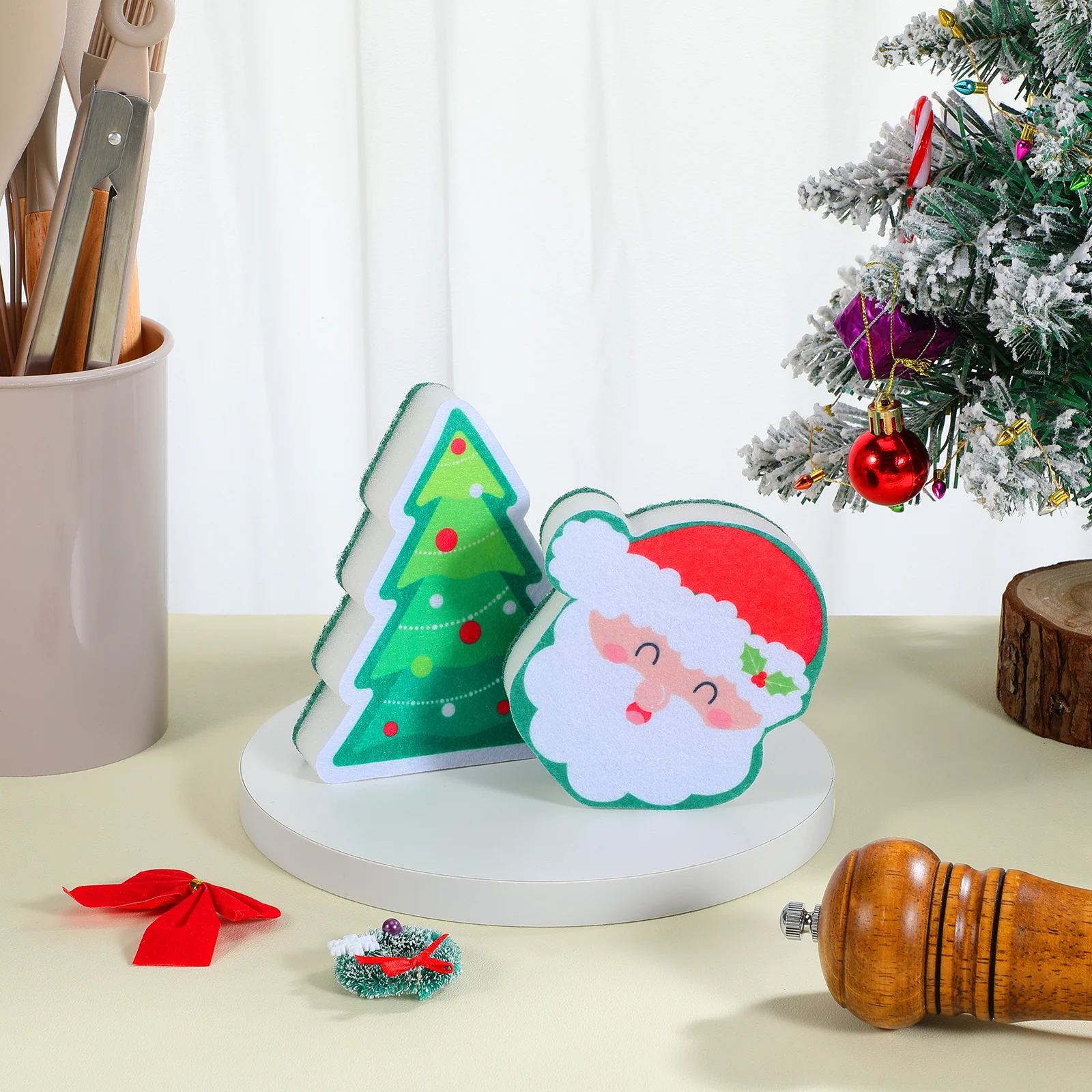 

2pcs Cartoon Kitchen Sponges Multi-Use Cleaning Sponge For Dishes Pans Bowls Cups Scrubbing Dishwashing Wok Pot Household Sponge