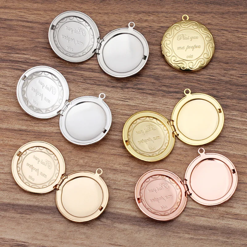 

30Pcs/Lot Round Photo Locket Pendants For Necklace Vintage Copper Picture Frame Pendant For DIY Jewelry Accessories