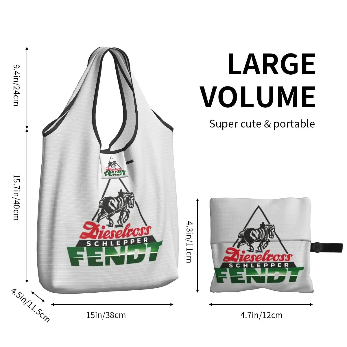 حقائب تسوق محمولة للجرارات الألمانية Fendt ذات سعة كبيرة وحقيبة تسوق وحقيبة يد وحقيبة كتف