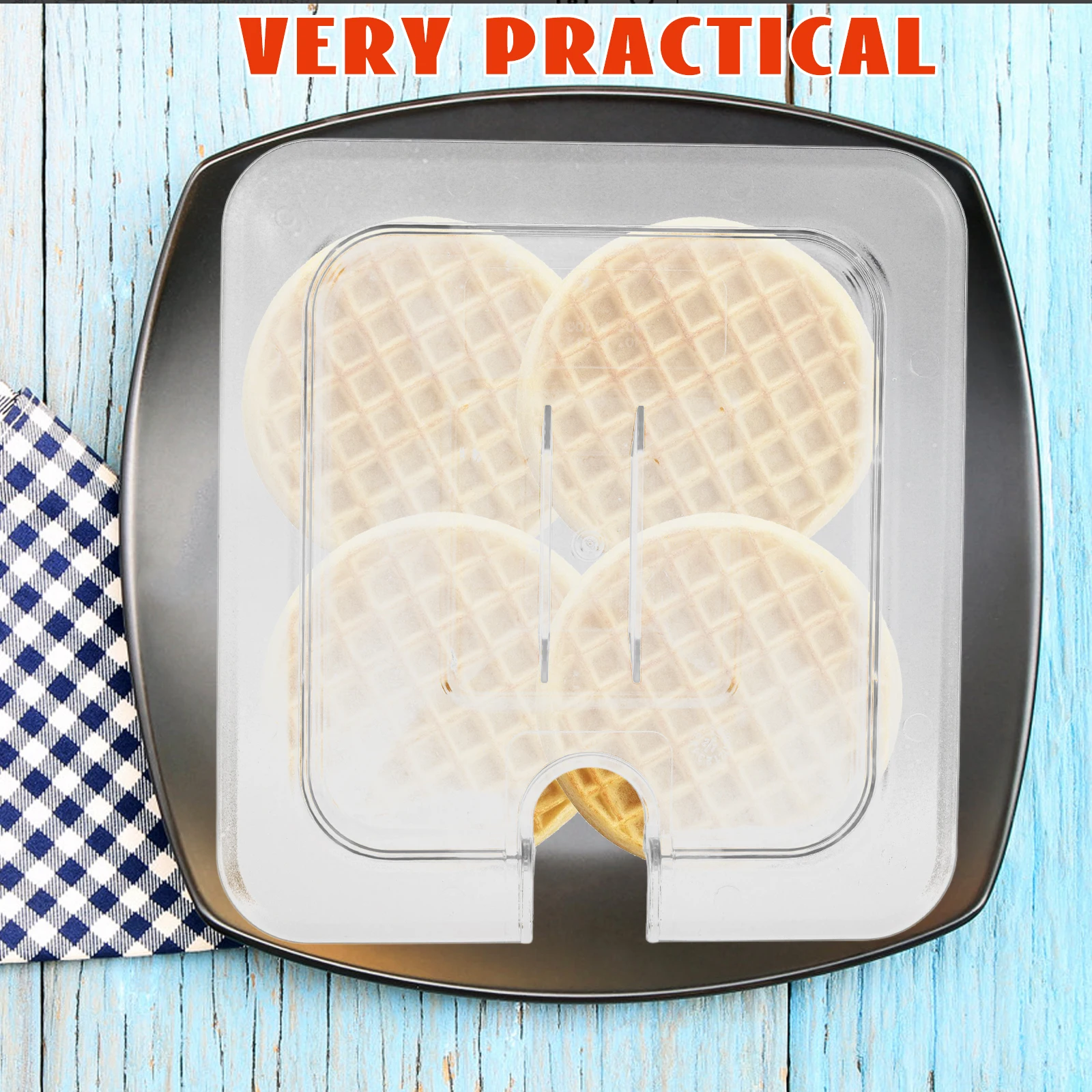 

6pcs Plastic Food Covers Transparent Restaurant Supplies Reusable Pan Lids Handle Fruit Plate Dessert Tray Stable