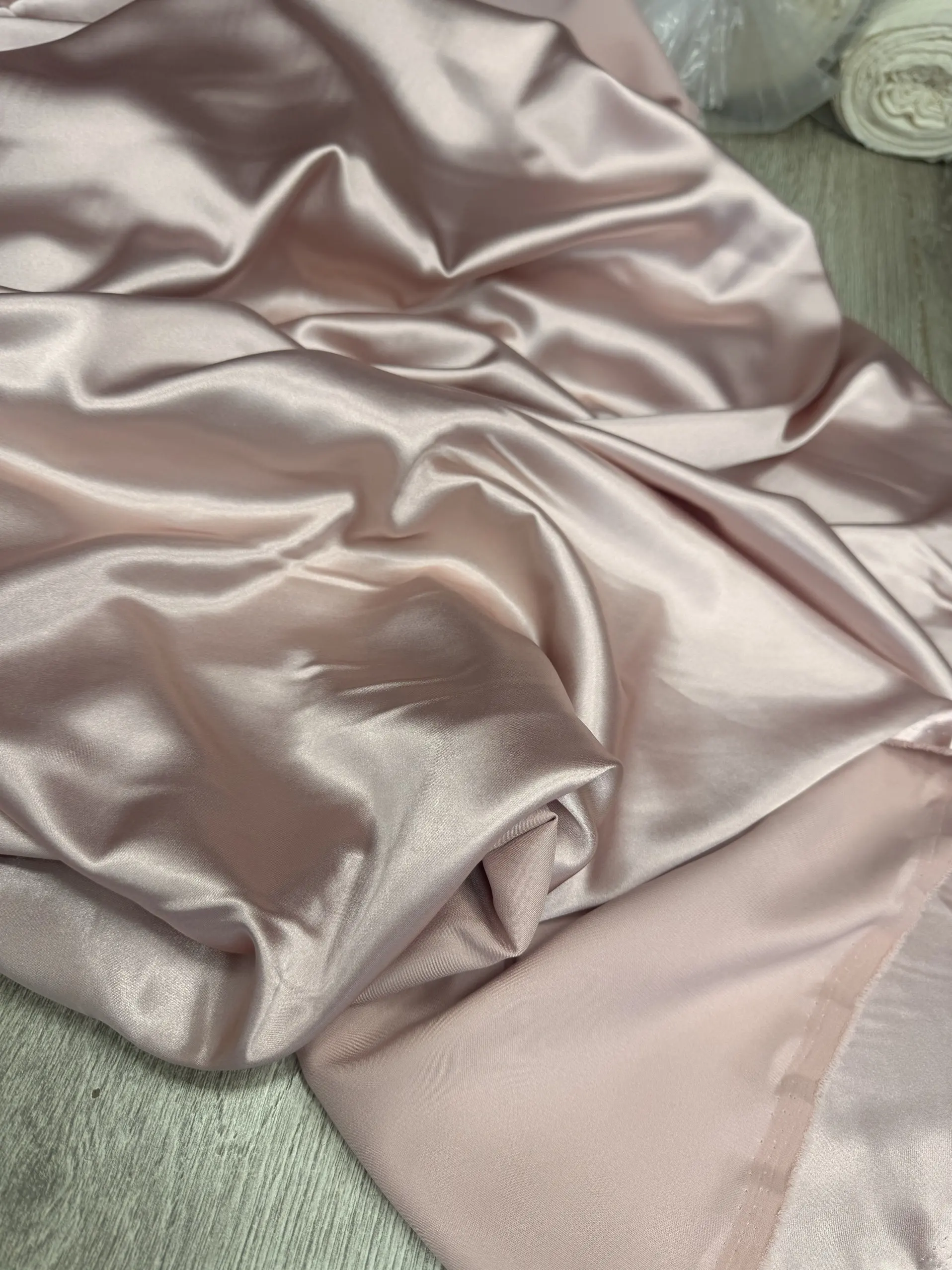 Pink Champagne Satin Fabric Draping for Wedding Background Decoration Purdah Stage Layout Voile Fabric