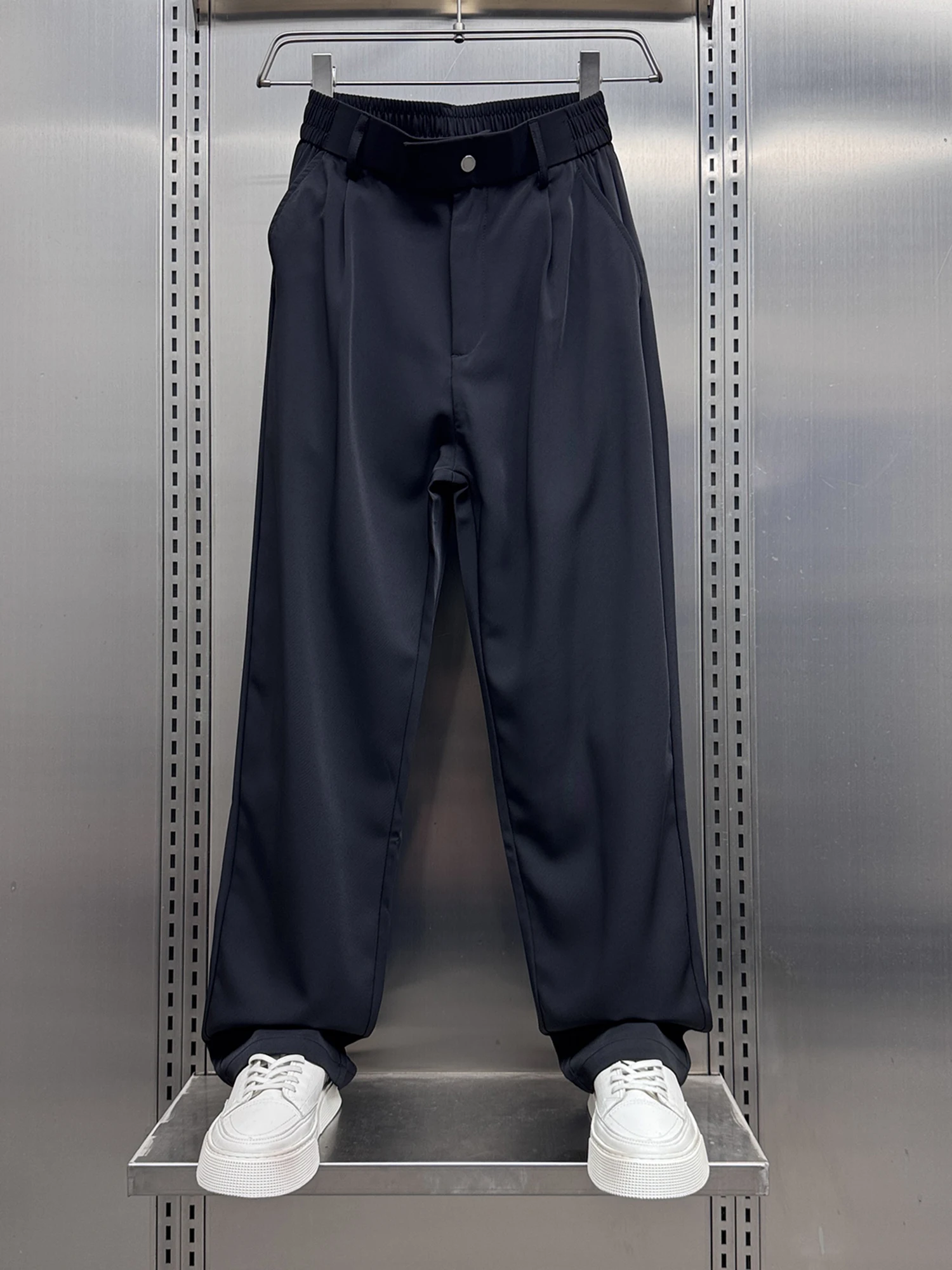 الرجال الصيف عالية Defn سراويل تقليدية درا الشيفون التخسيس مستقيم الساق فضفاضة تناسب تنوعا الصيف Faionable بنطلون