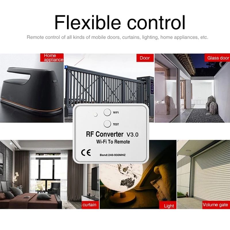 Universal Wireless Wifi to RF Converter Phone Instead Remote Control 240-930Mhz for Smart Home