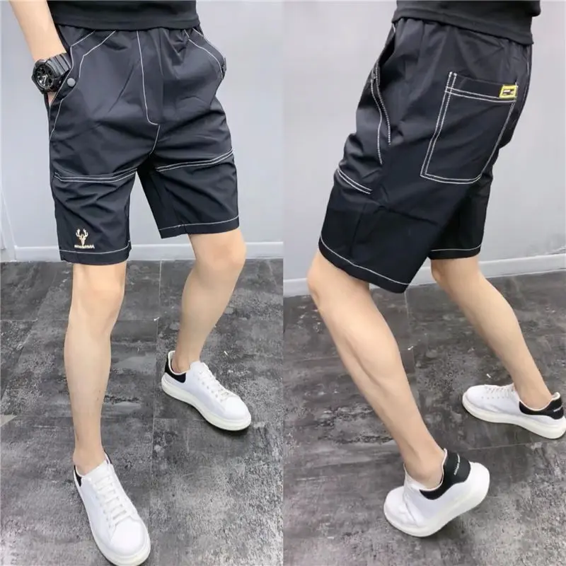 

Ice Silk Qui Dry orts Men's Summer Thin Five-Pointed Spor Versatile Beachwear Straight Leg Casual Pants Breathable
