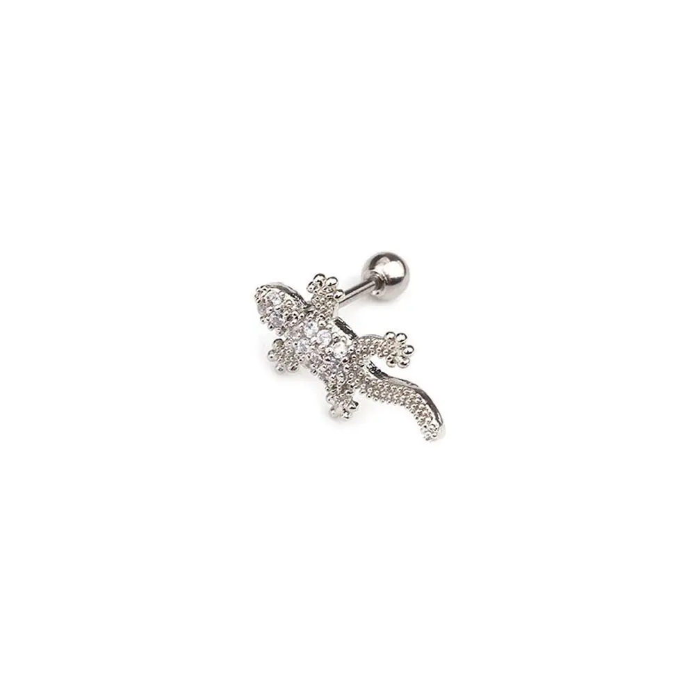 Stainless steel Zircon 1Pc Helix Gecko Screw Back Cartilage Tragus Fashion Accessories Earring Ear Stud Piercing Jewelry