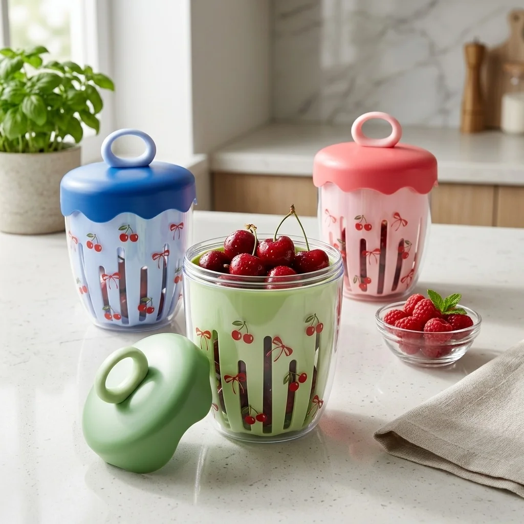 WORTHBUY Doppelwandiger Salatbecher, tragbarer, auslaufsicherer Haferbehälter mit Gabel und Griff, Abfluss-Obstbecher, niedlicher Frühstücksbecher für Studenten – Detail 11