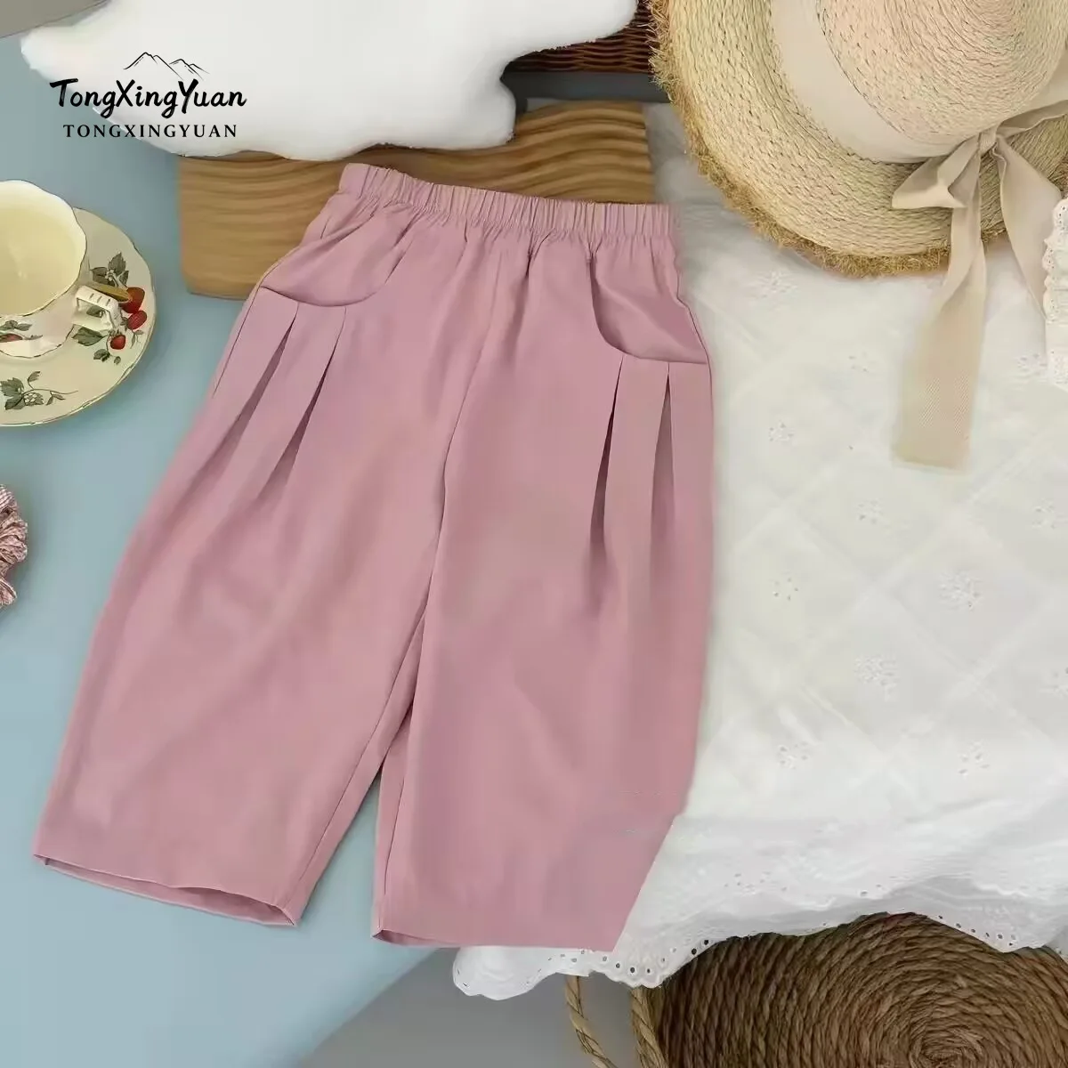 2026 Summer Soft Cute Cropped Refreshing Pants Baby Loose Straight Pants Summer Baby Girl Mosquito Pants
