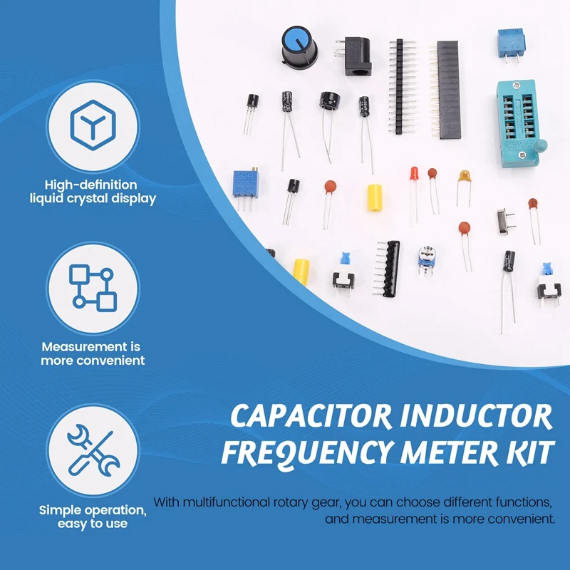 Medidor de frecuencia LCD DC5V, probador de transistores USB, Kits de bricolaje, instrumento de medición de inductancia y capacitancia Digital
