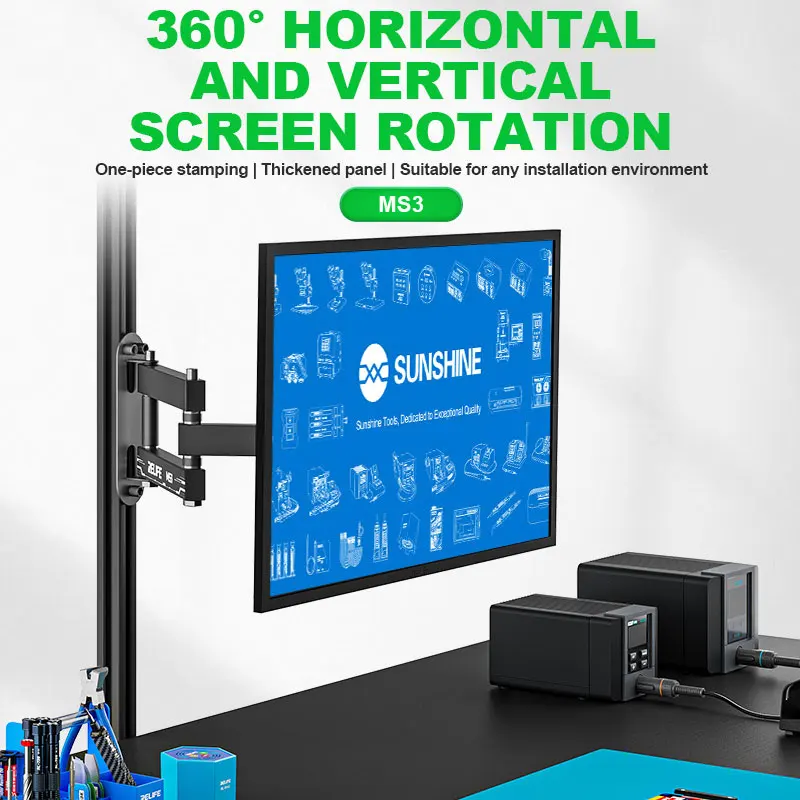 RELIFE MS3 360° Rotating Bracket Three-stage Pivot Compatible with 14-27-inch Screen Suitable for any Installation Environment