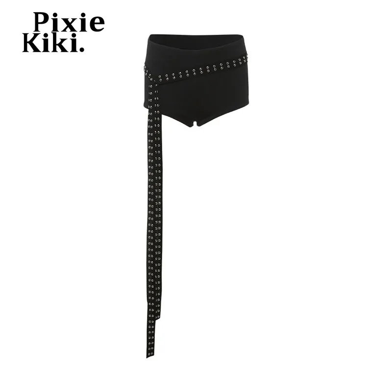 PixieKiki مثير 2 قطعة ملابس النساء رصع الرسن بلوزات وسراويل قصيرة مجموعات ملابس للنادي الأسود الهذيان الملابس P94-EZ36 #6