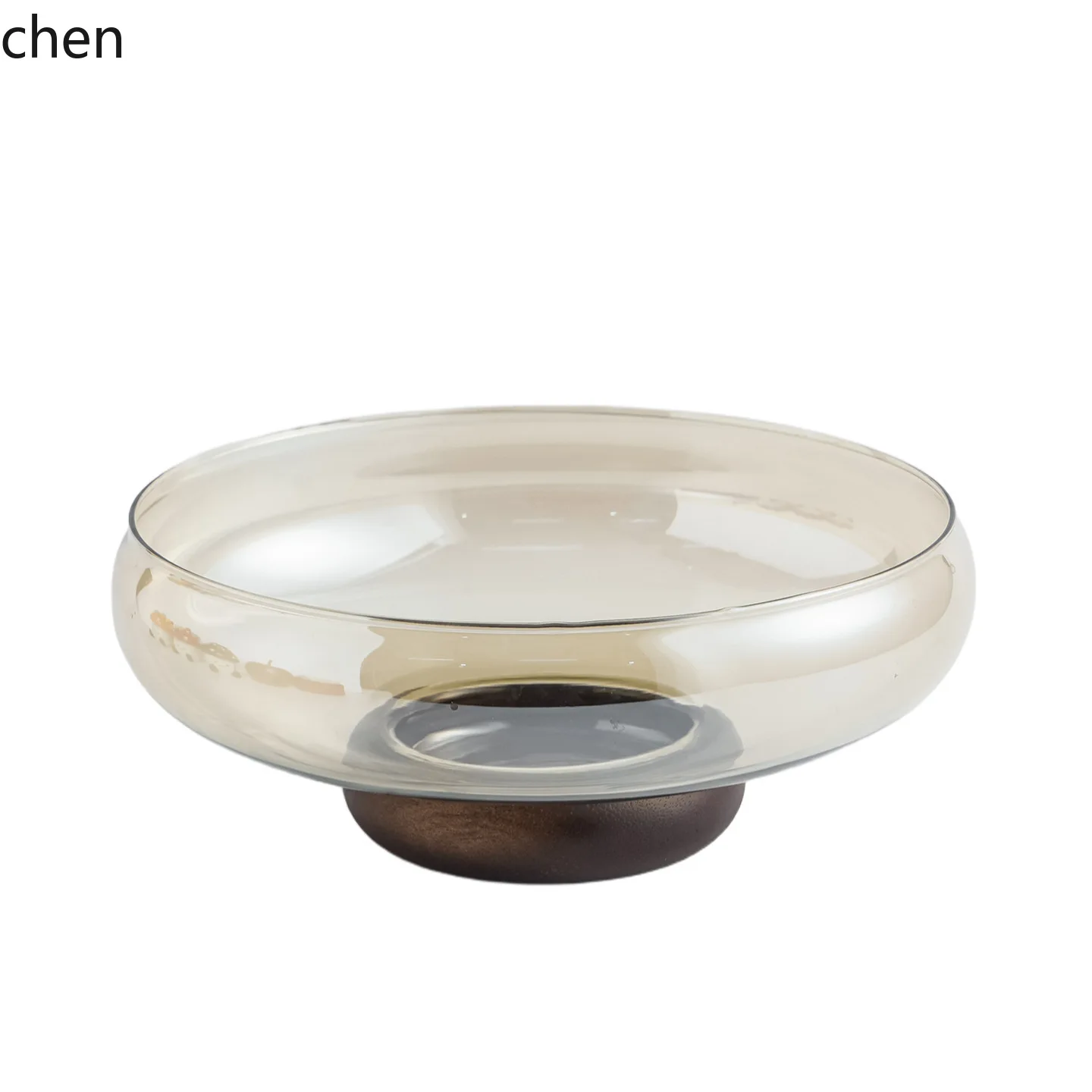 

Glass tall fruit plate round large transparent deep bowl household