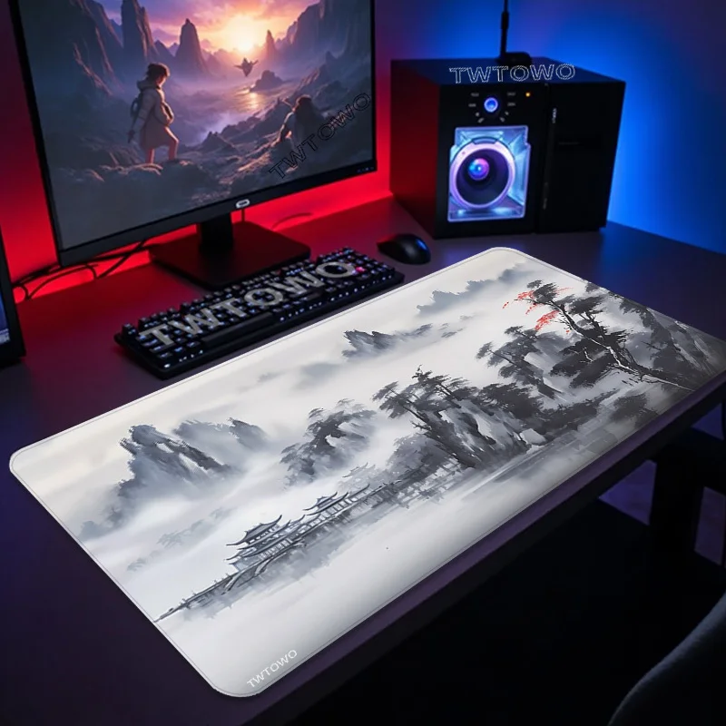 Mouse Pad Ink Landscape Painting Gamer XL Custom New Mousepad XXL Mechanical Keyboard Pad Soft Carpet Natural Rubber Mouse Mats