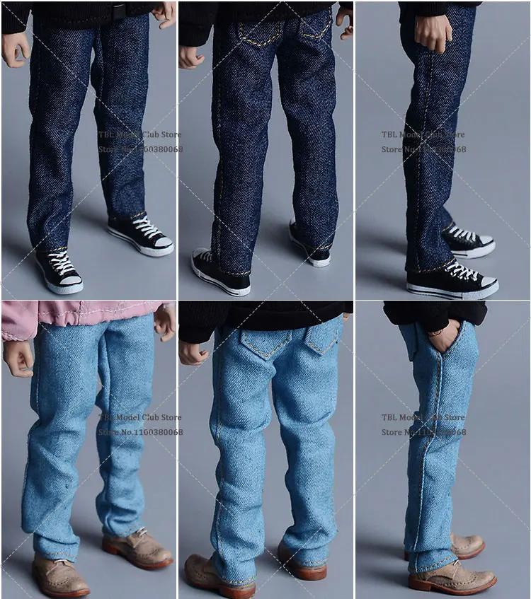 2 Colors In Stock 1/12 Scale Male Soldier Jeans Straight Slim Trendy Streetwear Pants Fit 6inch Action Figure Body