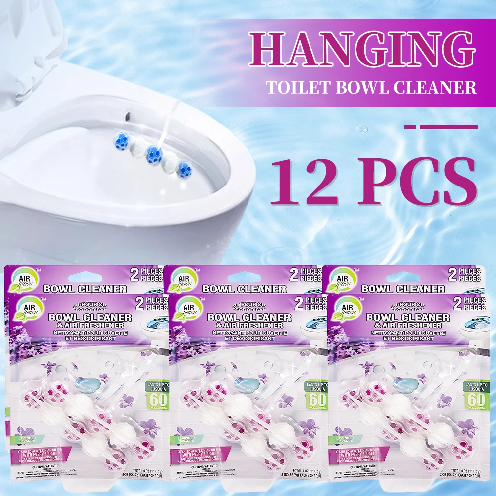 Air Fusion 5-in-1 Rim Hanger Toilet Bowl Cleaner, Lavender Mint Toilet Basket 6pack 12 Count Bowl Gleaner Air Reshener Neutoyant