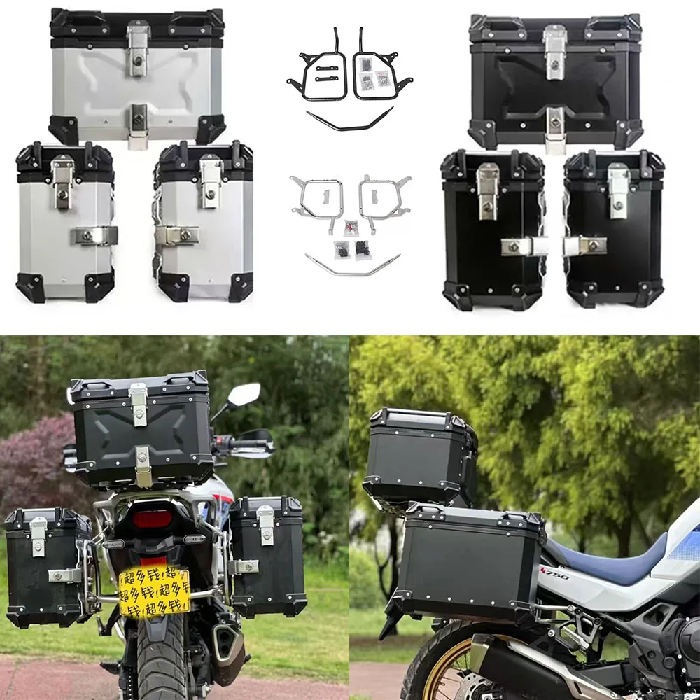 

38L Aluminum Alloy Motorcycle Saddlebag Luggage Storage Side Box for Honda XL750 750XL 750 Rear Rack Compatible Motorcycle Stora