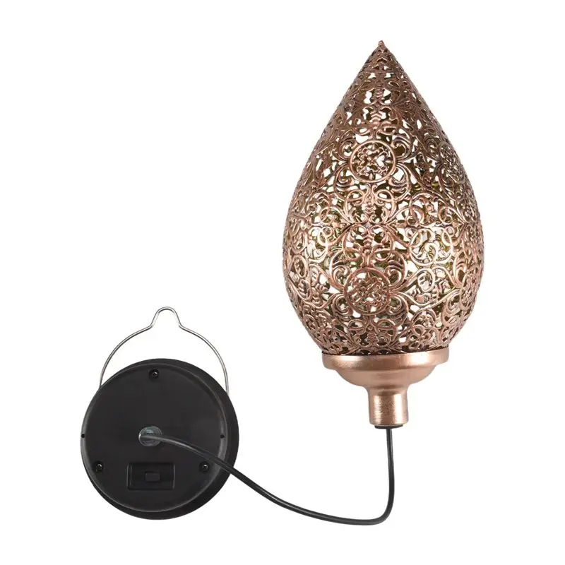 ABJN-Solar Powered LED Moroccan Hanging Lantern Retro Moroccan Pattern Projection Lamp Outdoor Garden Decor Fairy Light Kit