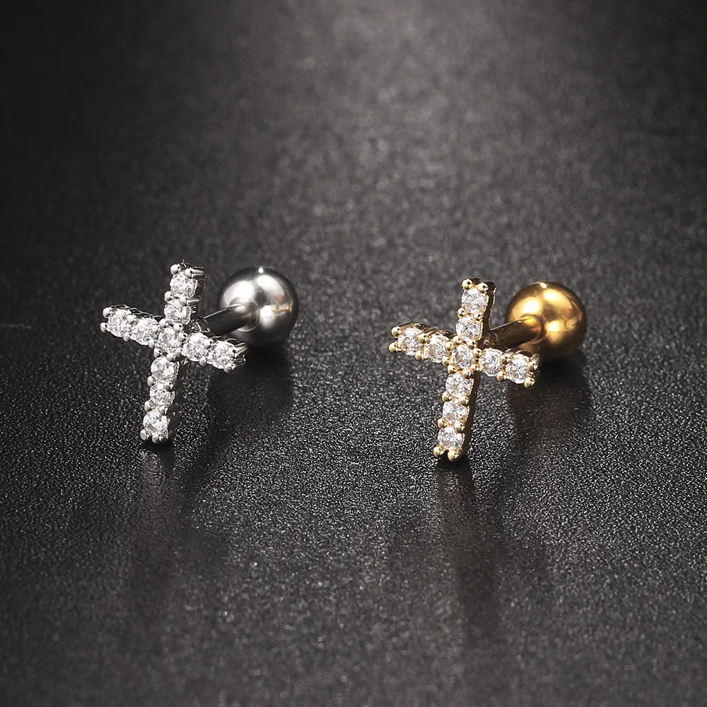1PC Helix Piercing kolczyki kobiety Dainty krzyż serce korona cyrkonu ucha Tragus akcesoria do ciała biżuteria darmowa wysyłka KAE348-M — zdjęcie 5